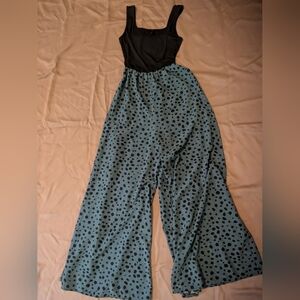SHEIN Black and Blue Polka Dot Jumpsuit